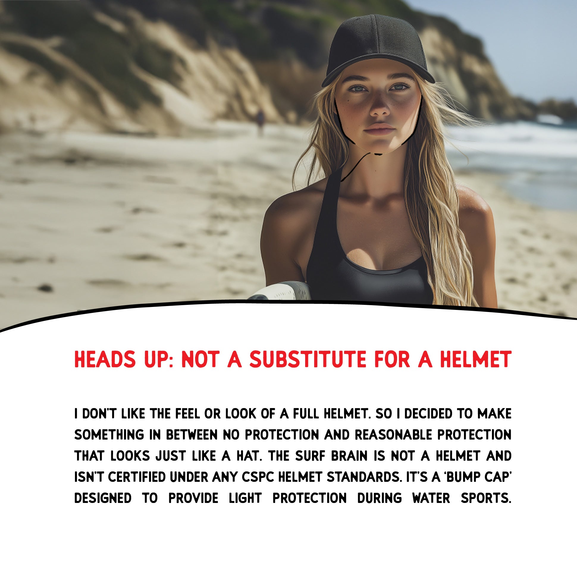 Black Surf Brain Hat (with shell)