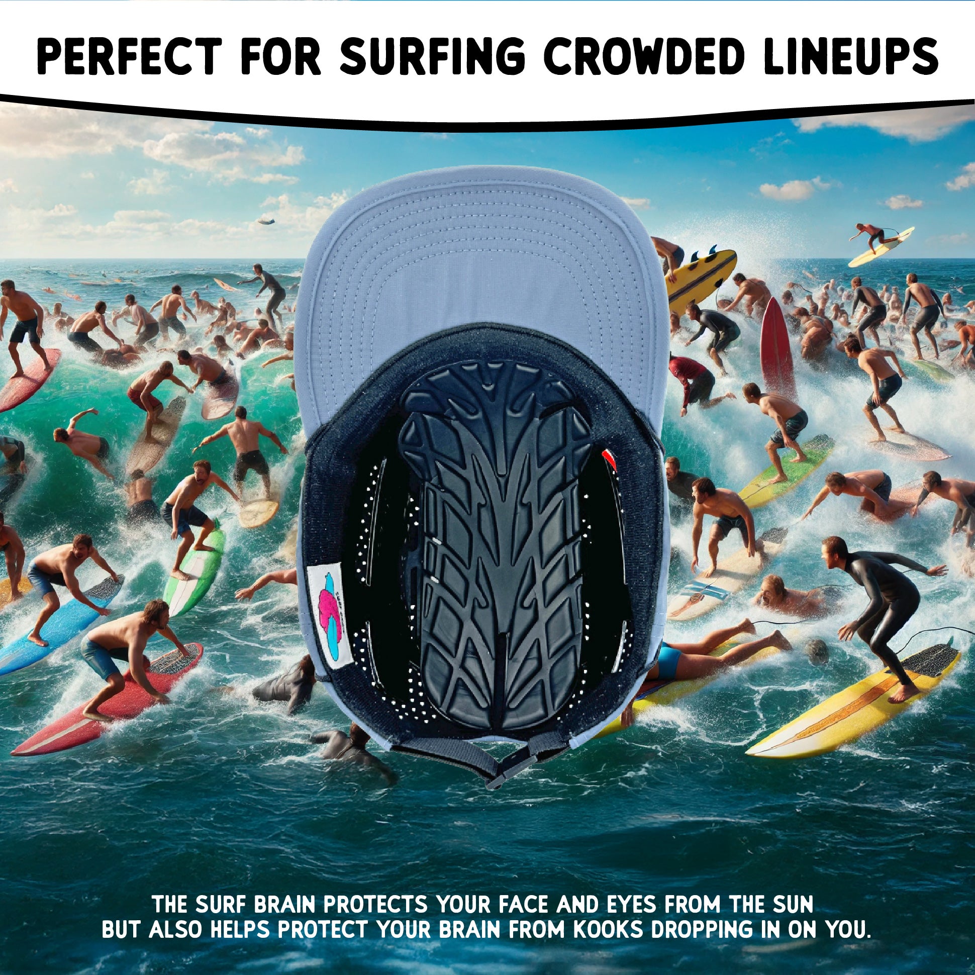 Black Surf Brain Hat (with shell)